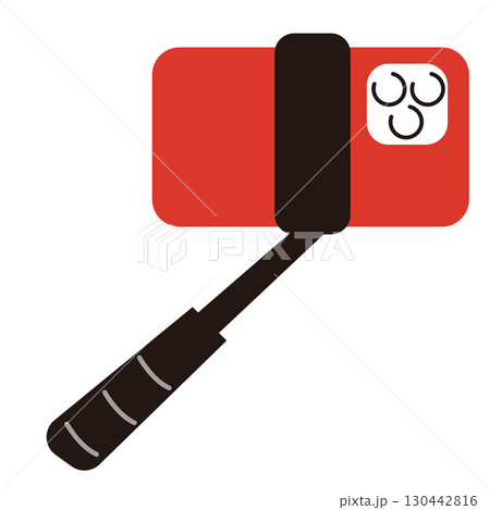 自撮り棒と携帯電話のイラスト 130442816