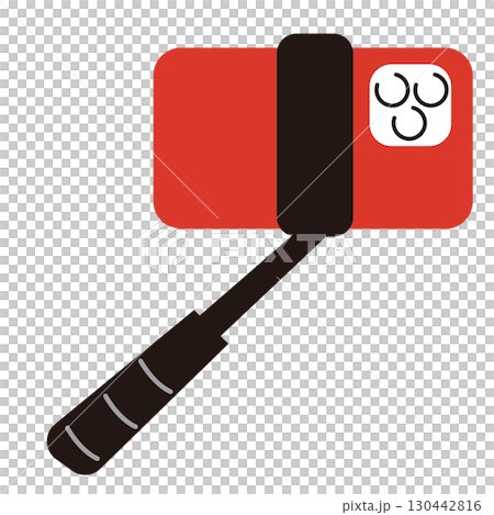 自撮り棒と携帯電話のイラスト 130442816