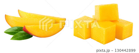 mango slices isolated on white background with full depth of field mango slices isolated on white background with full depth of field 130442899