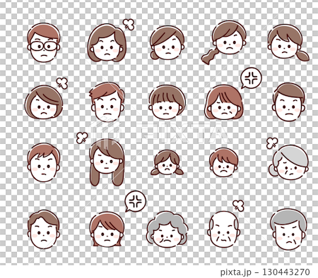 Frustrated and angry multigenerational people faces 130443270