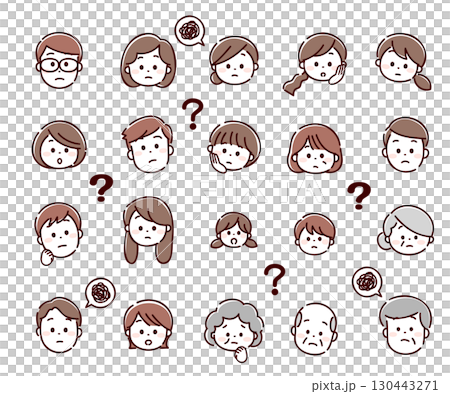 困惑している多世代の人々の顔 130443271