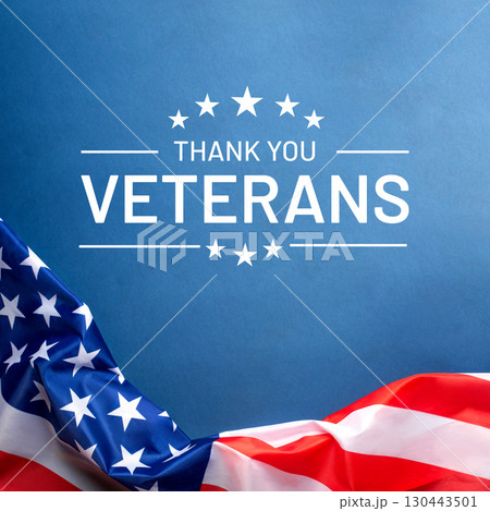 Blue background with American flag. Blue background with American flag. 130443501
