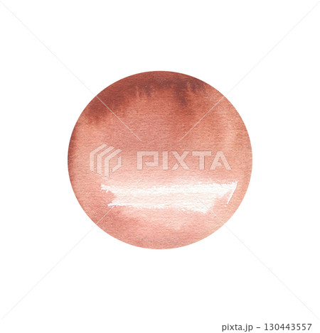 Red circle watercolor illustration. Symbol of Japan and rising sun. Light of the new day. Isolated round geometric element for packing ,poster, pattern design 130443557