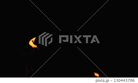 fire flames of campfire over black background, for overlay 130443706