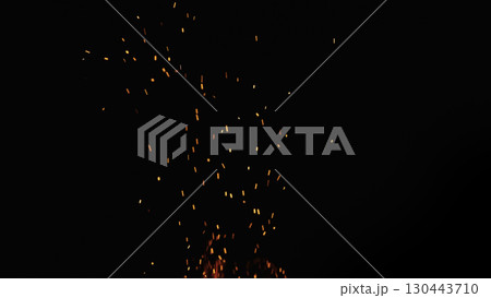 sparks and embers from campfire flying over black background sparks and embers from campfire flying over black background 130443710