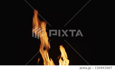 fire flames of campfire over black background, for overlay 130443807
