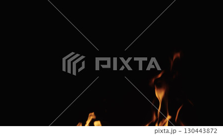 fire flames of campfire over black background, for overlay fire flames of campfire over black background, for overlay 130443872