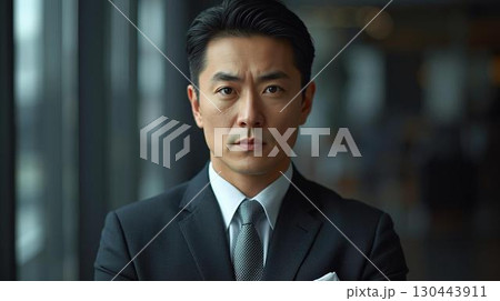 オフィスにいるスーツ姿の若いビジネスマン 130443911