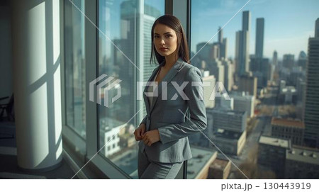 オフィスの廊下に立つ若い女性 130443919