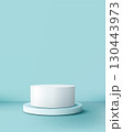 mockup podium display with two tier cylinder stand in light blue background for product presentation showcase branding advertising and cosmetic promotion design template 130443973