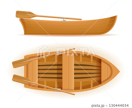 boat made of wood for fishing and recreation cartoon stock vector illustration 130444034