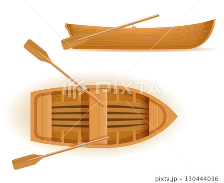 boat made of wood for fishing and recreation cartoon stock vector illustration 130444036