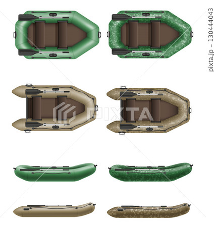 inflatable rubber fishing boat and tourism for active recreation cartoon stock vector illustration 130444043