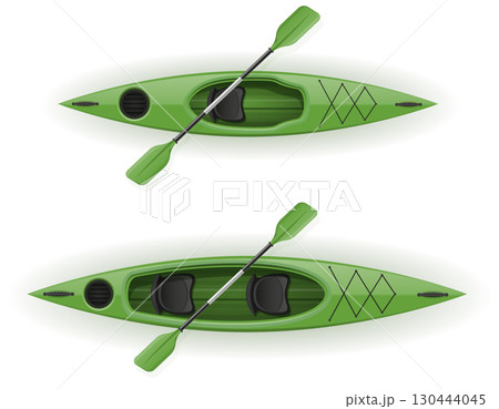 plastic kayak canoe boat for fishing and tourism active recreation cartoon stock vector illustration 130444045