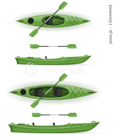 plastic kayak canoe boat for fishing and tourism active recreation cartoon stock vector illustration 130444049