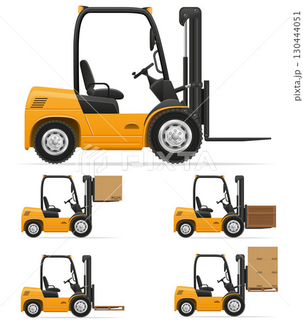forklift lift truck for loading cargo cartoon stock vector illustration 130444051