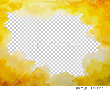 黄色の絵の具フレーム 背景透過 01 130444407