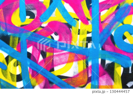 Vibrant Street Art Graffiti in Blue, Pink, Yellow for Modern Y2K Aesthetic Vibrant Street Art Graffiti in Blue, Pink, Yellow for Modern Y2K Aesthetic 130444457