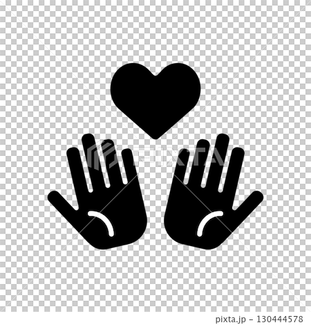 Illustrations of hands and hearts 130444578