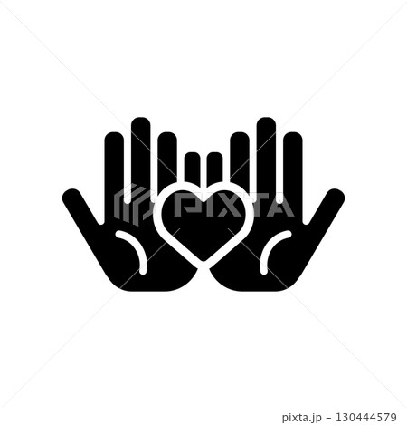 手とハートのアイコンイラスト 130444579