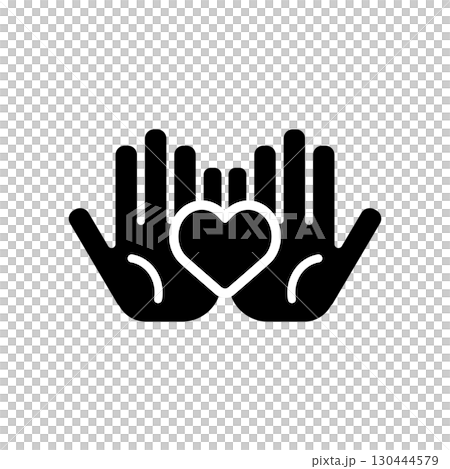 手とハートのアイコンイラスト 130444579