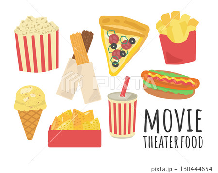 映画館　フード　イラストセット 130444654