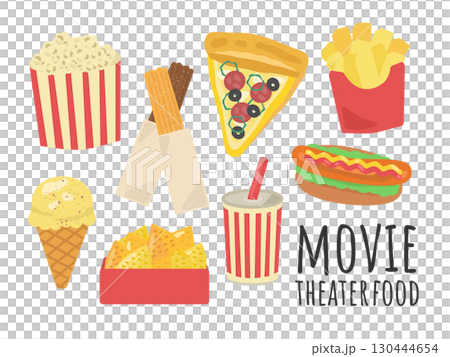 映画館　フード　イラストセット 130444654
