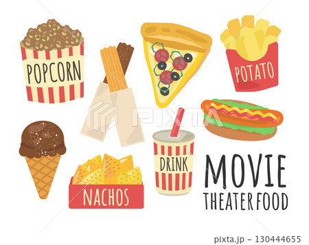 映画館　フード　イラストセット 130444655