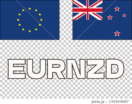 簡單的歐元紐西蘭元圖示插圖 簡單的歐元紐西蘭元圖示插圖 130444667