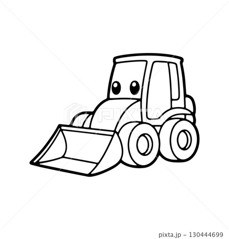 Cute cartoon excavator working on a construction site in a playful style for children s artwork or educational materials 130444699