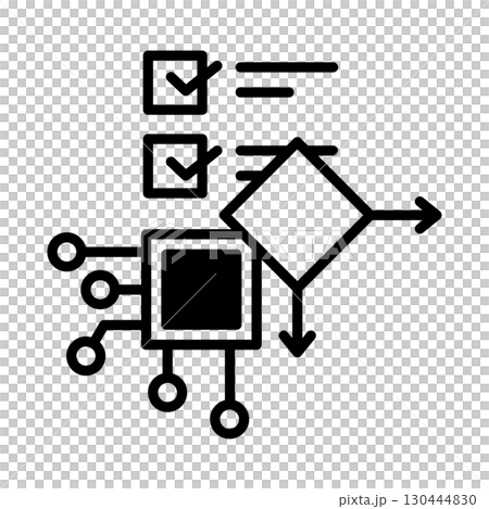 圖示 AI 如何根據條件做出決策。分支區塊呈菱形。 130444830