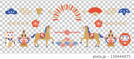 2026 Year of the Horse Japanese style New Year's banner design 130444875