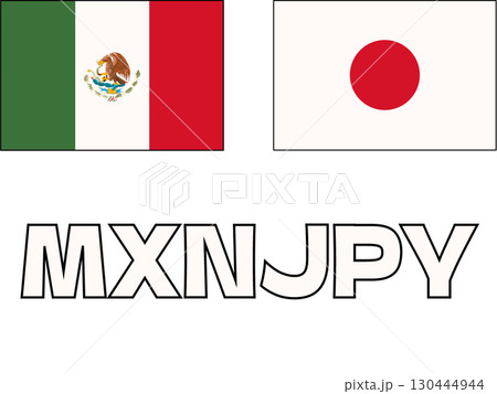 シンプルなメキシコペソ円のアイコンイラスト 130444944