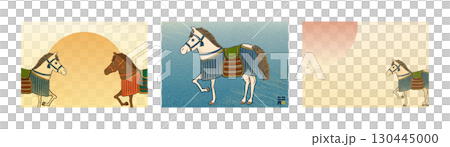 Three Japanese Ukiyo-e horse illustrations for New Year's cards and other New Year's greetings in 2026 - Japanese-style Year of the Horse Three Japanese Ukiyo-e horse illustrations for New Year's cards and other New Year's greetings in 2026 - Japanese-style Year of the Horse 130445000