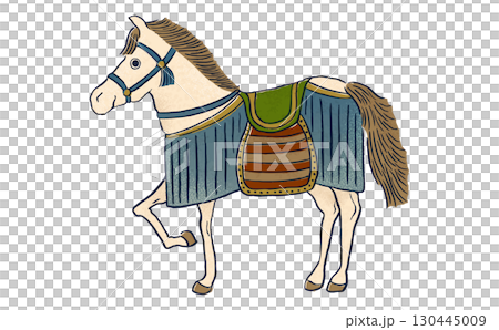 Ukiyo-e illustration of the horse, the zodiac sign of the year of the horse, perfect for 2026 cards and New Year's cards. Retro Japanese-style material for the Japanese New Year. 130445009