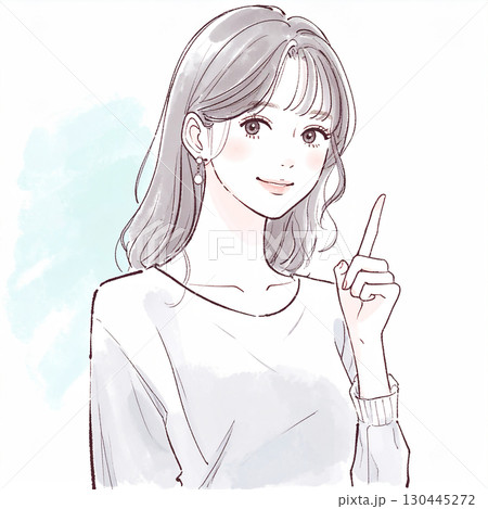 水彩画・手描き風の女性・女の子のイラスト素材 130445272