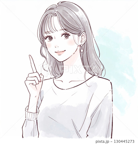 水彩画・手描き風の女性・女の子のイラスト素材 水彩画・手描き風の女性・女の子のイラスト素材 130445273