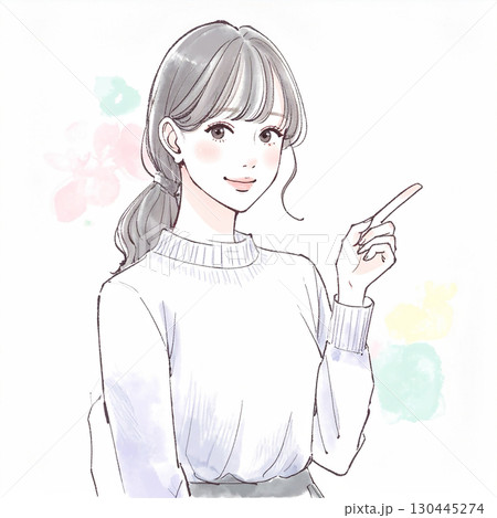 水彩画・手描き風の女性・女の子のイラスト素材 130445274