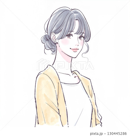 水彩画・手描き風の女性・女の子のイラスト素材 130445286