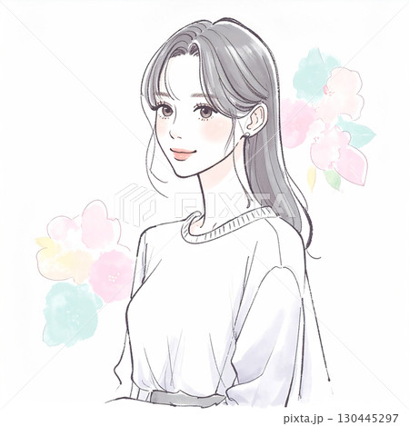 水彩画・手描き風の女性・女の子のイラスト素材のイラスト素材