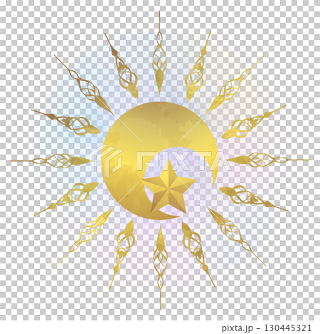 月と星の装飾イラスト 130445321