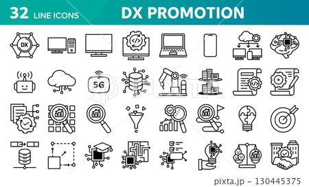 DXを推進するための32個のアイコンセット。 DXを推進するための32個のアイコンセット。 130445375
