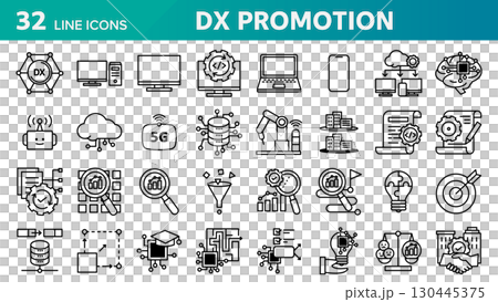 A set of 32 icons to promote digital transformation. A set of 32 icons to promote digital transformation. 130445375