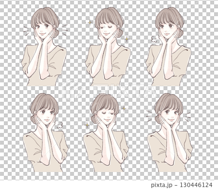 Hand-drawn illustration material of women and girls 130446124