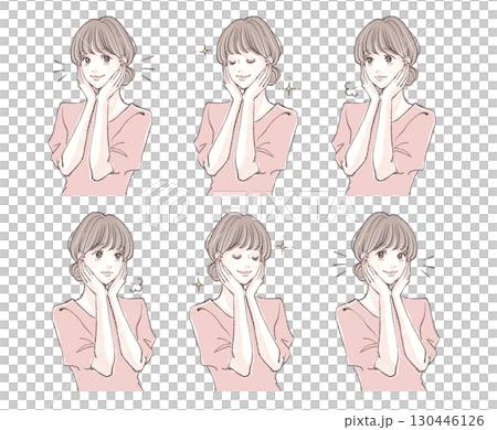 Hand-drawn illustration material of women and girls 130446126