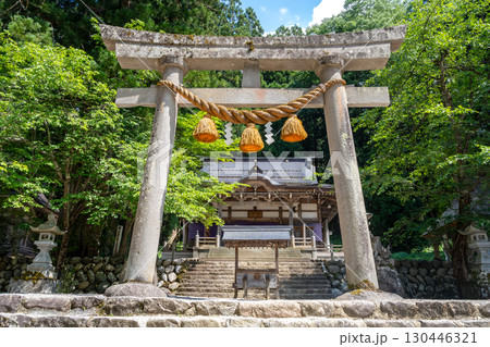 Shirakawa Hachiman Shrine torii gate in Shirakawa-go, Japan 130446321