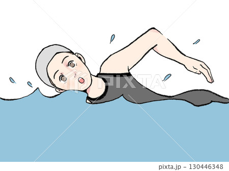 イラスト素材：水泳・スイミング・女性・クロール 130446348
