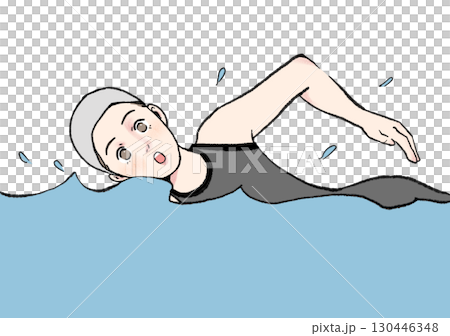 イラスト素材：水泳・スイミング・女性・クロール 130446348
