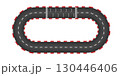 Auto rally road straight circuit top view asphalt racetrack with white grid pattern marking start and finish line competition motor sport vector backdrop speedway illustration for design 130446406