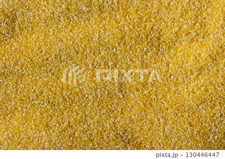 Raw Yellow Corn Grits Close-Up Texture 130446447